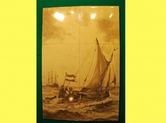 Панно (парные) Парусная регата Голландия 20 в. (керамическая плитка) H.W.Nesdag